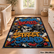 Street Sound Graffiti area rug displayed in a nursery