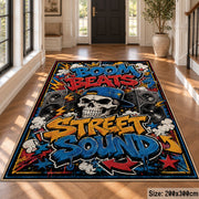 Street Sound Graffiti area rug displayed in a foyer