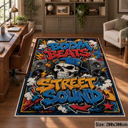 Street Sound Graffiti area rug displayed in a home office