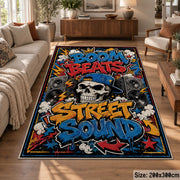 Street Sound Graffiti area rug displayed in a lounge