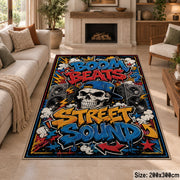 Street Sound Graffiti area rug displayed in a sitting room