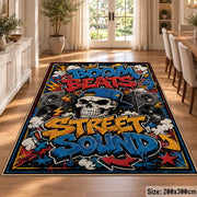 Street Sound Graffiti area rug displayed in a dining room