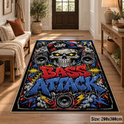Boom Box Street Art area rug displayed in a entryway