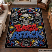 Boom Box Street Art area rug displayed in a living room