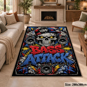 Boom Box Street Art area rug displayed in a sitting room