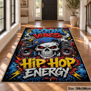 Hip Hop Energy area rug displayed in a foyer