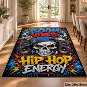 Hip Hop Energy area rug displayed in a dining room