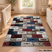 Retro Cassette Collection area rug displayed in a nursery