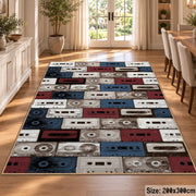 Retro Cassette Collection area rug displayed in a dining room