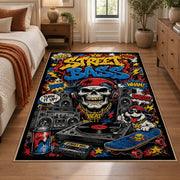 Street Art Boom Box area rug displayed in a bedroom