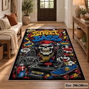 Street Art Boom Box area rug displayed in a entryway