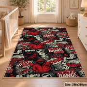 Urban Graffiti Collage area rug displayed in a nursery
