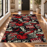 Urban Graffiti Collage area rug displayed in a foyer