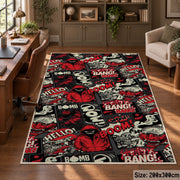Urban Graffiti Collage area rug displayed in a home office