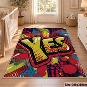 Comic Yes Graphic area rug displayed in a nursery