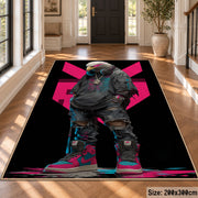 Gorilla Neon Shapes area rug displayed in a foyer