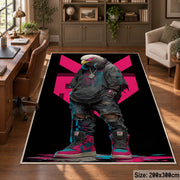 Gorilla Neon Shapes area rug displayed in a home office