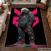 Gorilla Neon Shapes area rug displayed in a living room