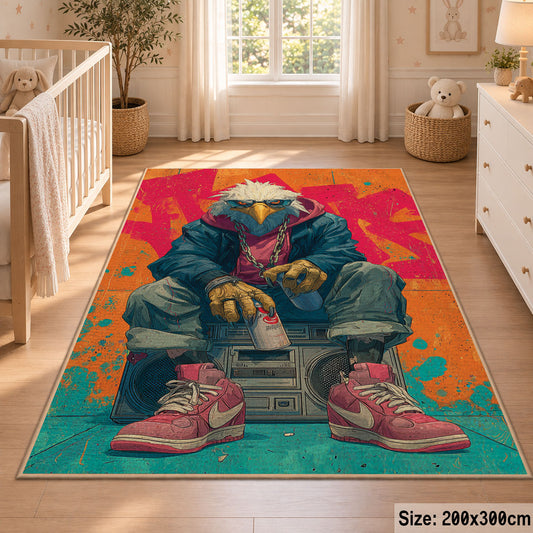 Illustrated Gorilla Duo area rug displayed in a nursery
