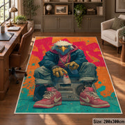 Illustrated Gorilla Duo area rug displayed in a home office