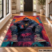 Streetwear Gorilla Portrait area rug displayed in a foyer