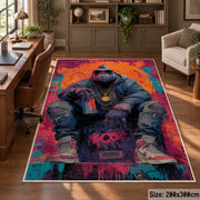Streetwear Gorilla Portrait area rug displayed in a home office