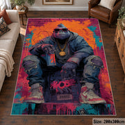 Streetwear Gorilla Portrait area rug displayed in a living room