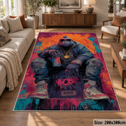 Streetwear Gorilla Portrait area rug displayed in a lounge
