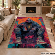 Streetwear Gorilla Portrait area rug displayed in a sitting room