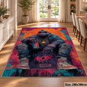 Streetwear Gorilla Portrait area rug displayed in a dining room