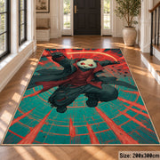 Skateboard Gorilla Art area rug displayed in a foyer