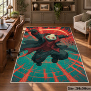 Skateboard Gorilla Art area rug displayed in a home office