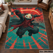 Skateboard Gorilla Art area rug displayed in a living room