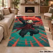 Skateboard Gorilla Art area rug displayed in a sitting room