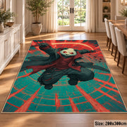 Skateboard Gorilla Art area rug displayed in a dining room