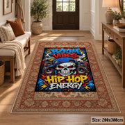 Hip Hop Energy Border area rug displayed in a entryway