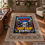 Hip Hop Energy Border area rug displayed in a home office