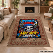 Hip Hop Energy Border area rug displayed in a sitting room