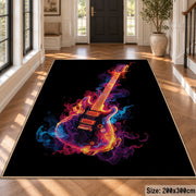 Neon Electric Guitar area rug displayed in a foyer