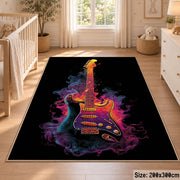 Flaming Electric Guitar area rug displayed in a nursery