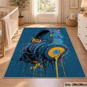 Blue Headphones Paint area rug displayed in a nursery