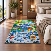 weather adventure trail rug displayed in a bedroom beside the bed