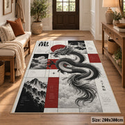 Ink Dragon Graphic area rug shown in a entryway