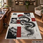 Ink Dragon Graphic area rug shown in a home office