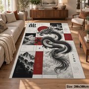 Ink Dragon Graphic area rug shown in a lounge