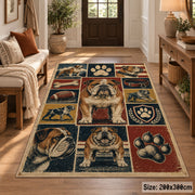 Dog Breed Patchwork area rug shown in a entryway