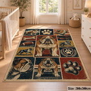 Dog Breed Patchwork area rug shown in a nursery