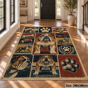 Dog Breed Patchwork area rug shown in a foyer