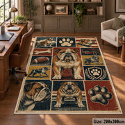Dog Breed Patchwork area rug shown in a home office