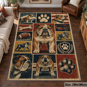 Dog Breed Patchwork area rug shown in a living room